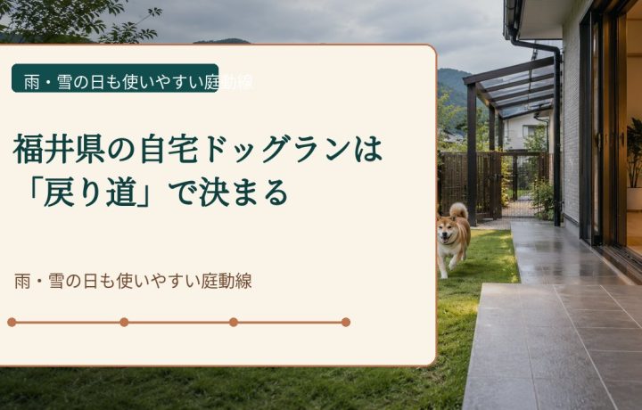 福井県の自宅ドッグランは「戻り道」で決まる｜雨・雪の日も使いやすい庭動線