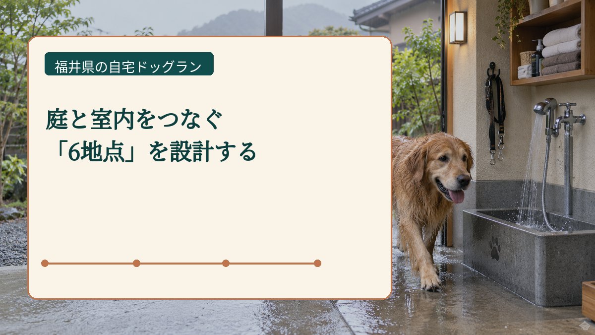 庭と室内をつなぐ 「6地点」を設計するを表した福井県の自宅ドッグラン画像