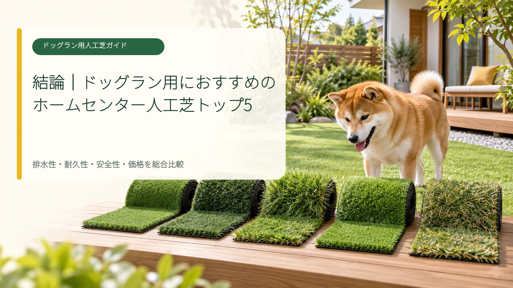 ホームセンター7社のドッグラン用人工芝トップ5比較