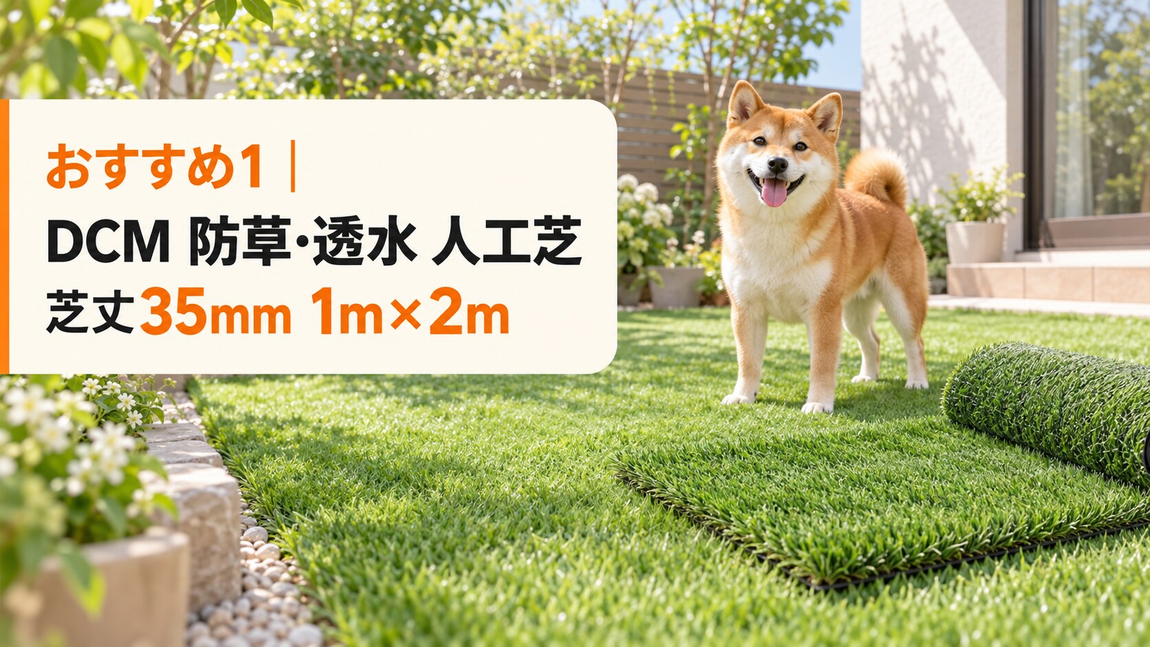 DCM 防草・透水人工芝35mm 1m×2m