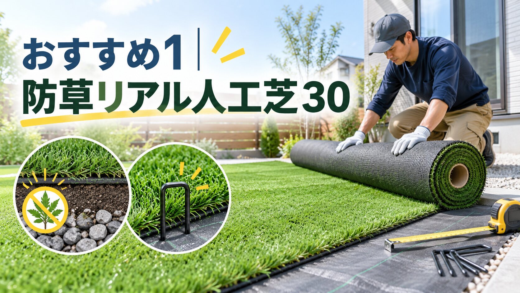おすすめ1｜防草リアル人工芝30 1m×10m 30mm
