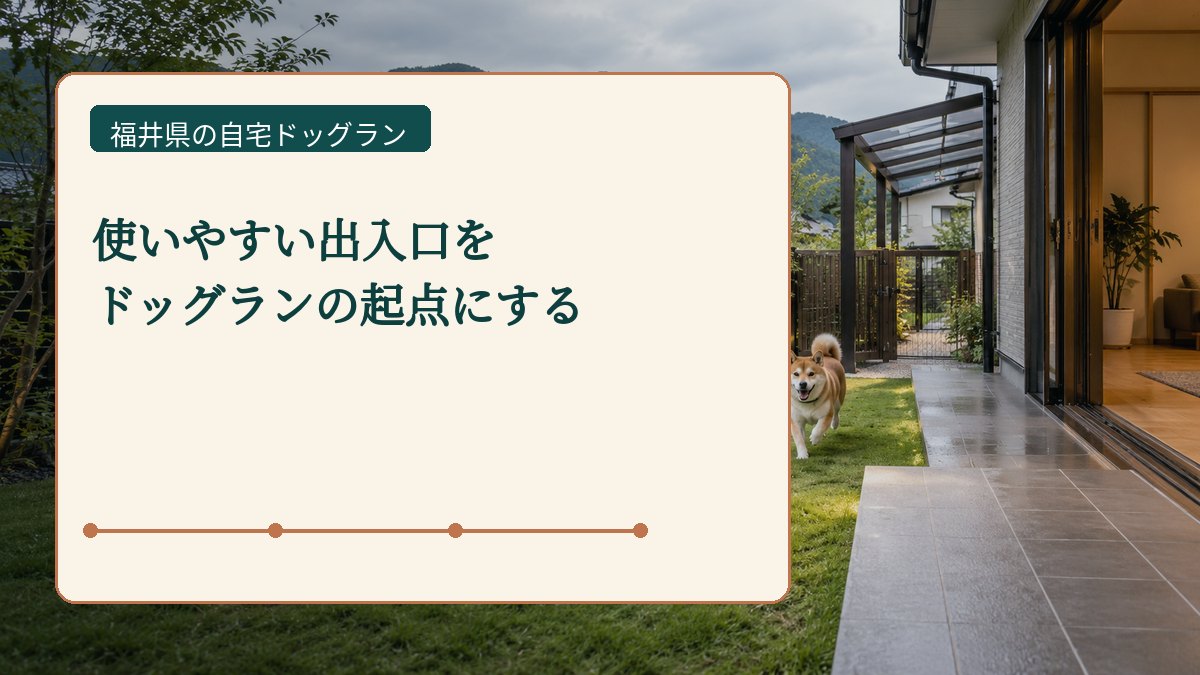 使いやすい出入口を ドッグランの起点にするを表した福井県の自宅ドッグラン画像