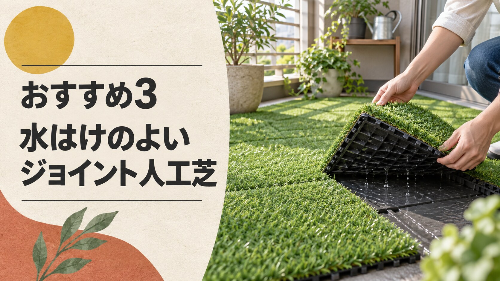 おすすめ3|LIFELEX 9枚組 水はけがよいジョイント人工芝