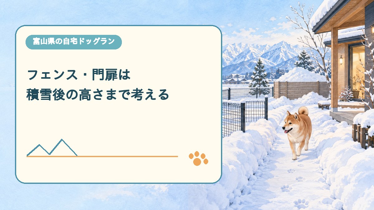 フェンス・門扉は 積雪後の高さまで考えるを表現した可愛い富山県ドッグラン画像