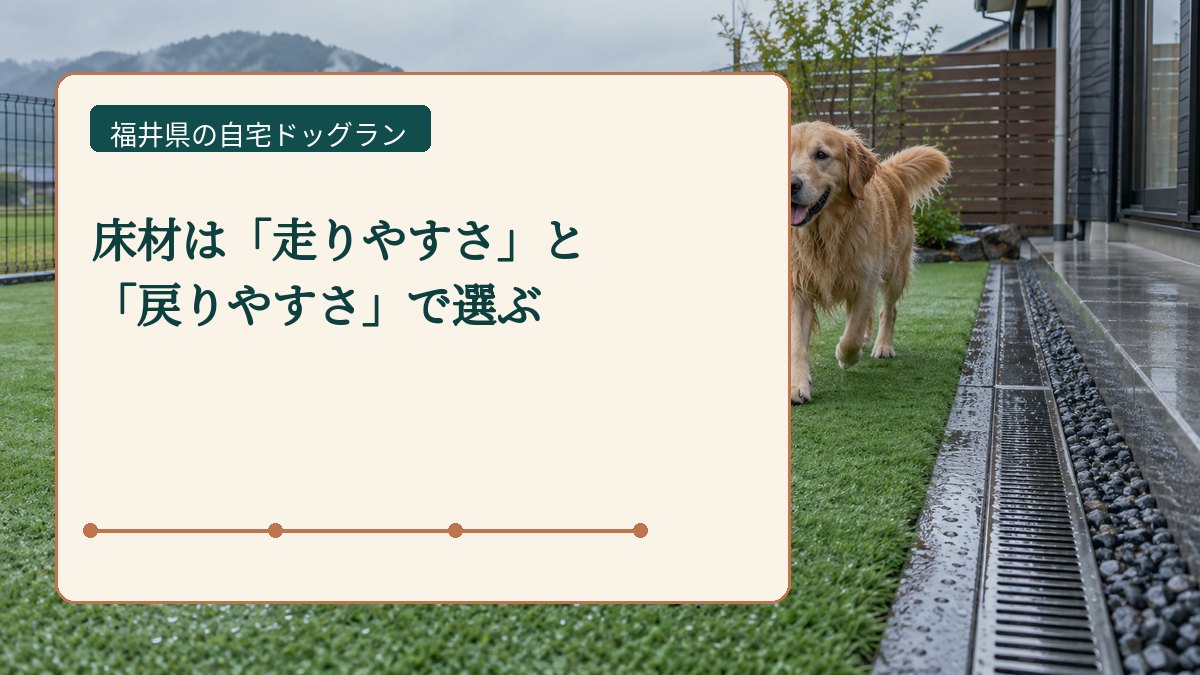 床材は「走りやすさ」と 「戻りやすさ」で選ぶを表した福井県の自宅ドッグラン画像