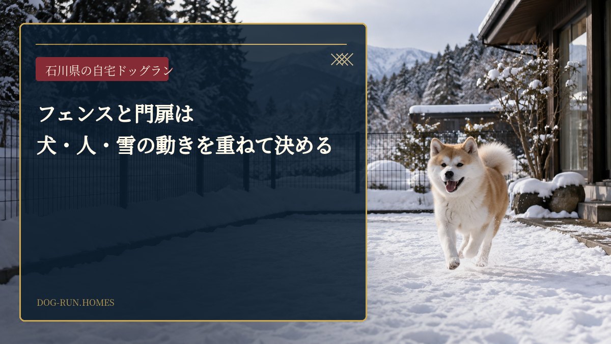 フェンスと門扉は犬・人・雪の動きを重ねて決める