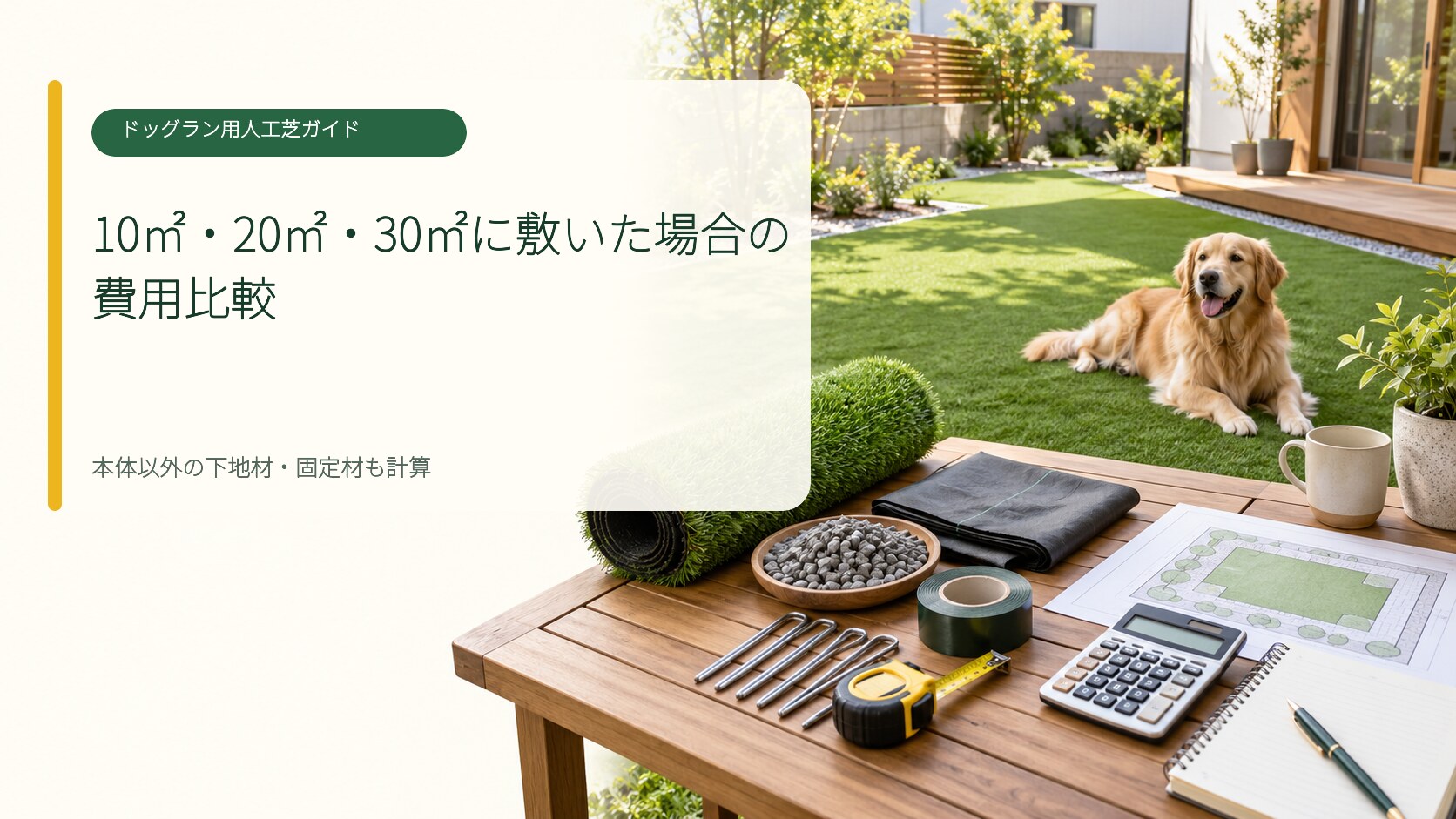 ドッグラン用人工芝の10平方メートル20平方メートル30平方メートル費用比較