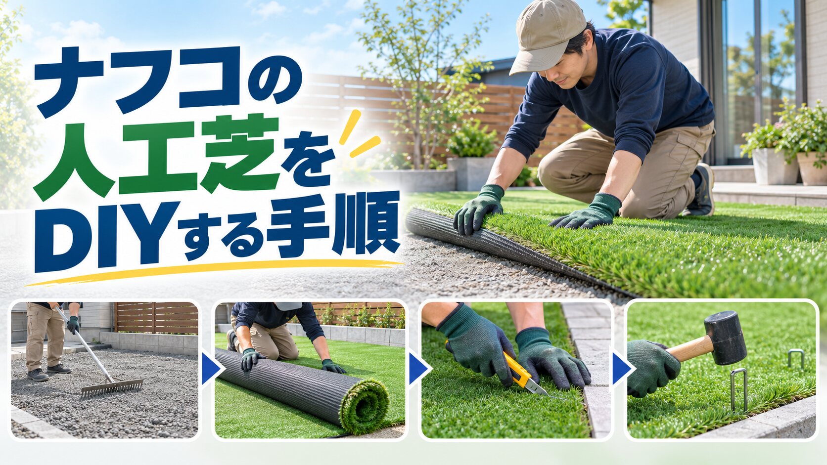 ナフコの人工芝をDIYする手順