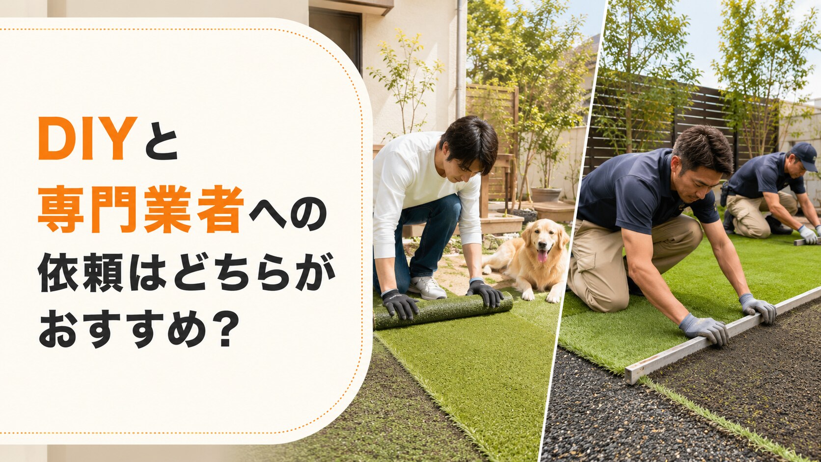 人工芝DIYと専門業者の比較