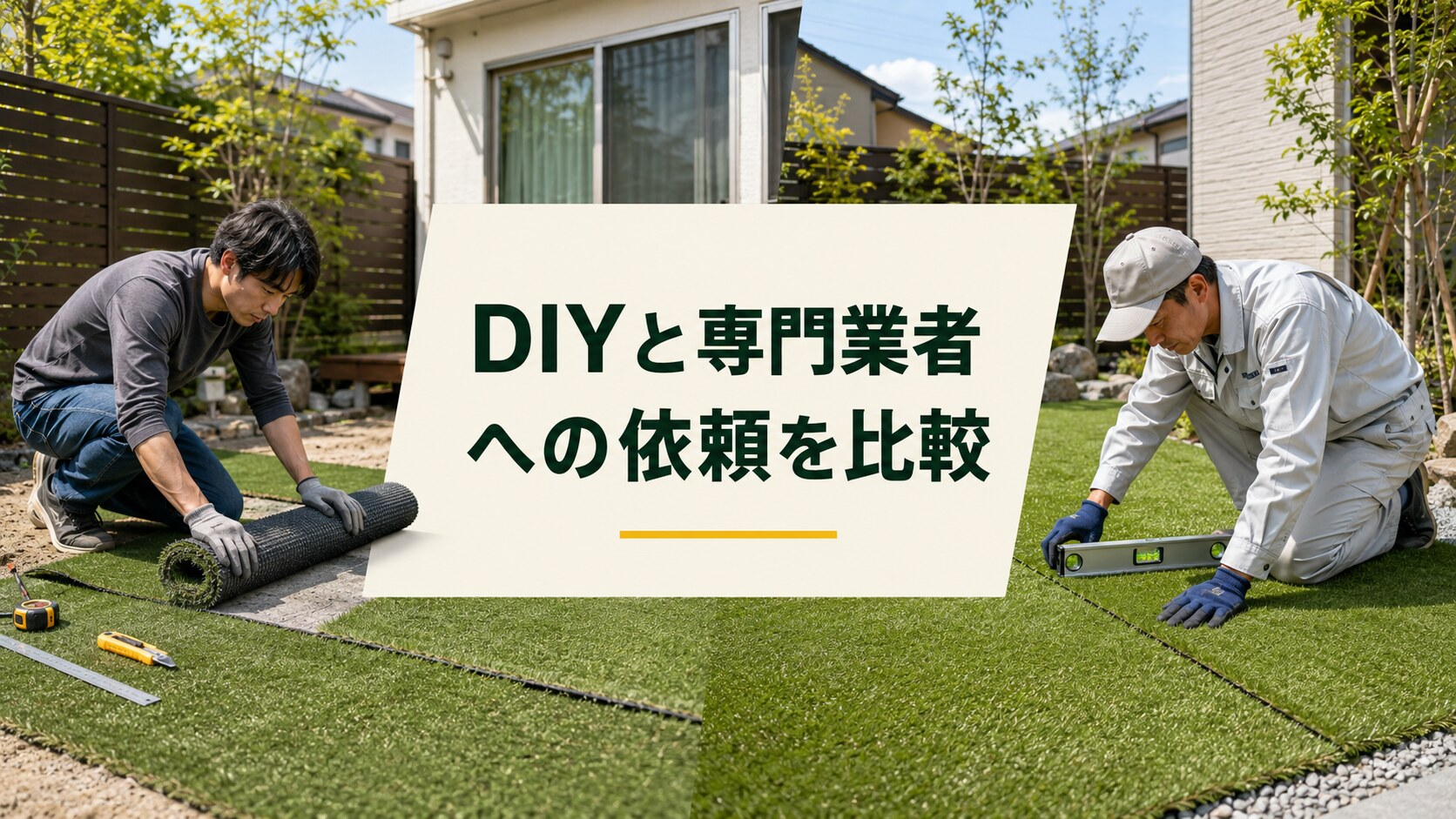 人工芝DIYと専門業者を比較