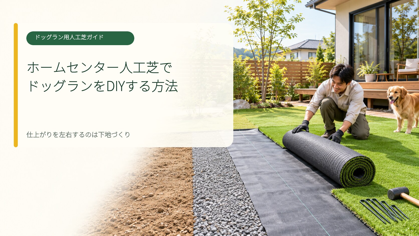庭に人工芝ドッグランをDIY施工する手順