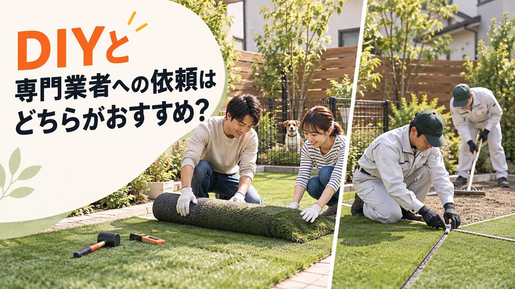 人工芝DIYと専門業者の比較