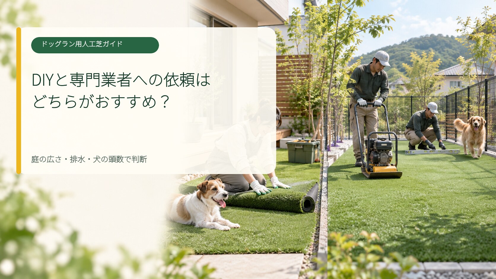 人工芝ドッグランのDIYと専門業者施工の比較