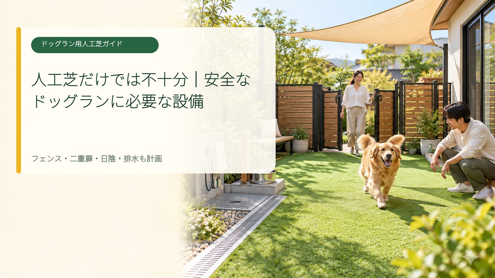 安全な庭ドッグランに必要なフェンスや日よけ設備