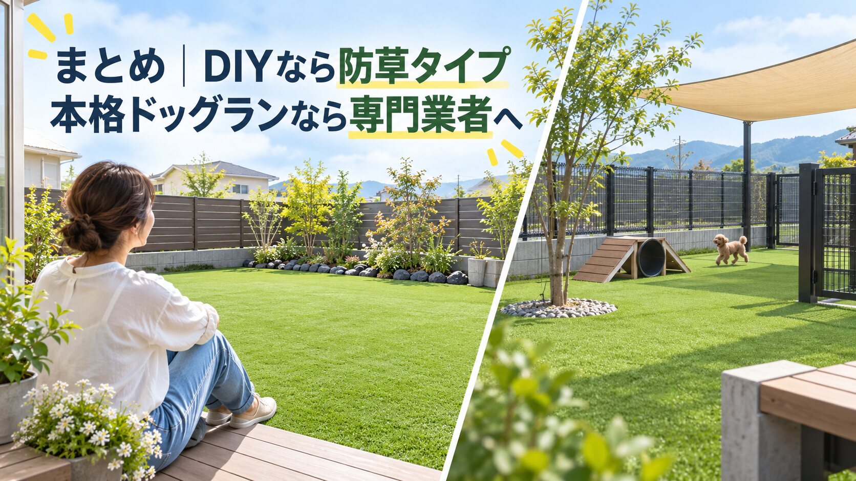 まとめ｜DIYなら防草リアル人工芝30、本格ドッグランなら専門業者へ