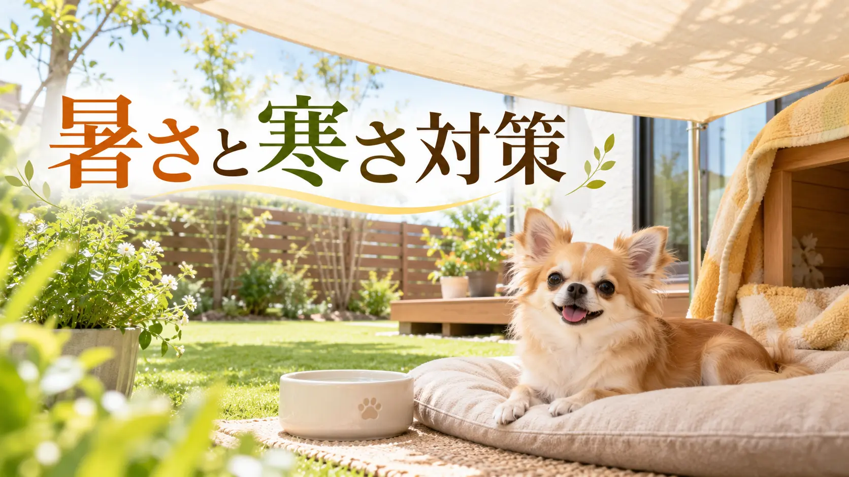 シェードの日陰と休憩場所で過ごすチワワ