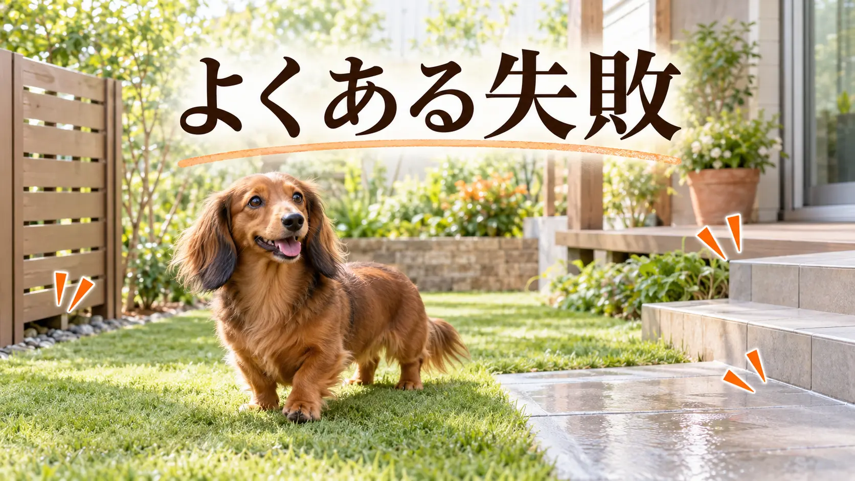段差や濡れた床など庭の注意箇所とミニチュアダックスフンド