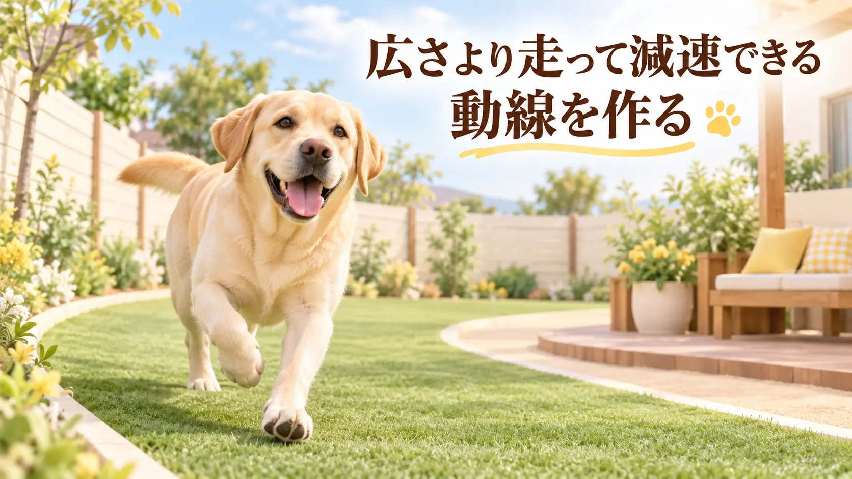 余裕のある走行動線で遊ぶラブラドール