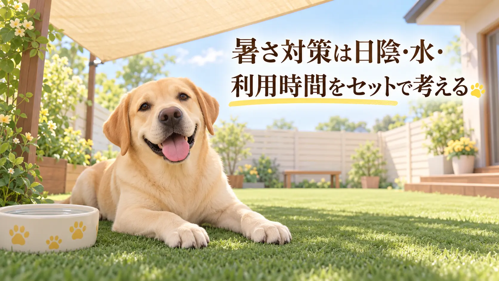 日陰で休むラブラドール