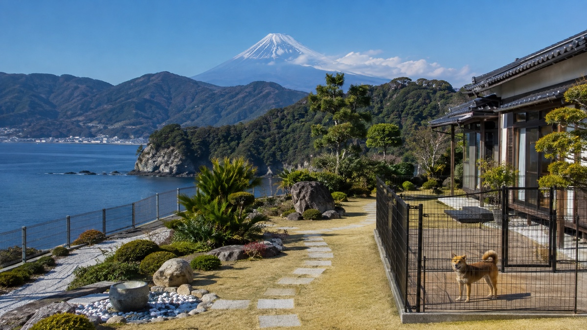 海沿いと富士山麓で異なる静岡県の庭環境を表す実写写真